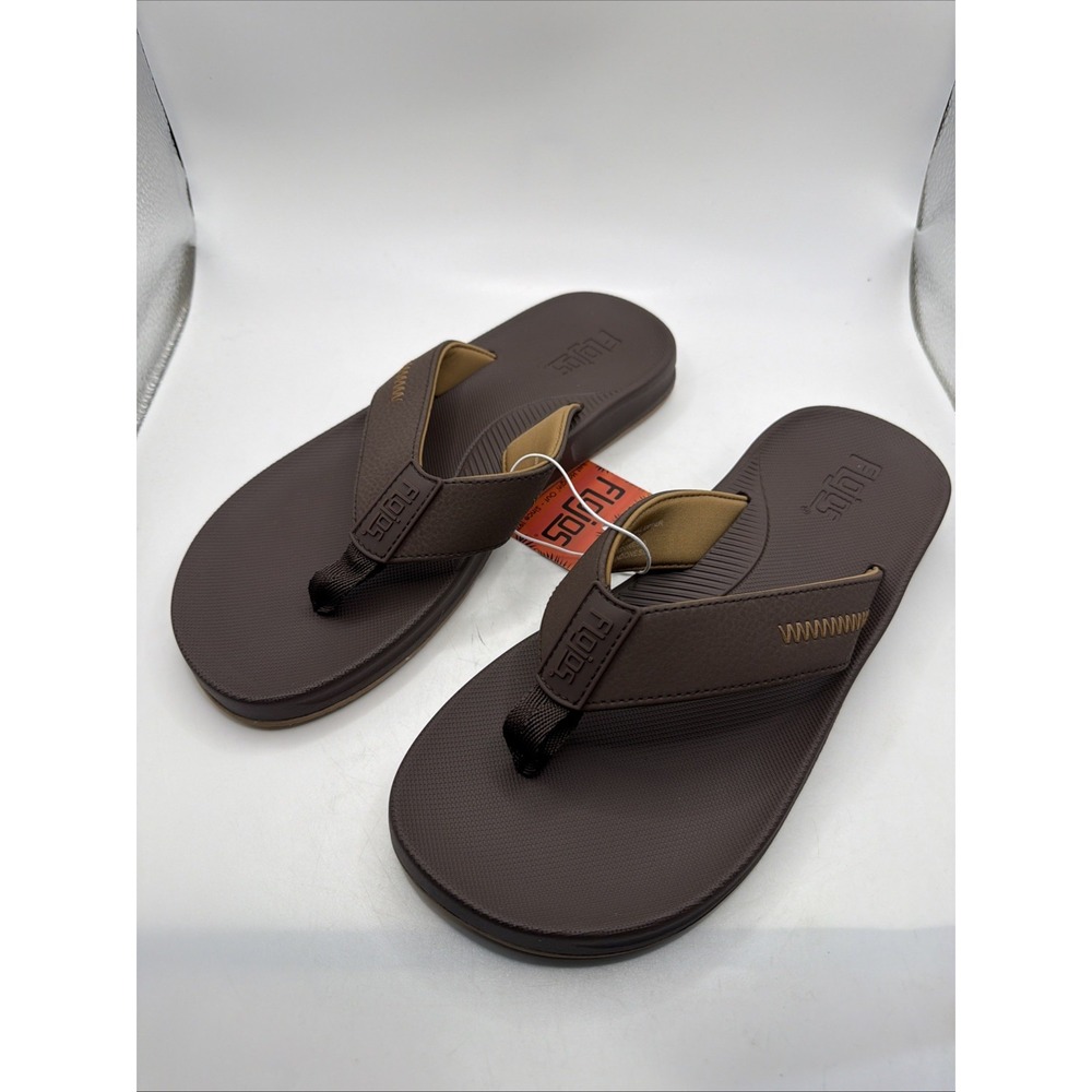 Flojos Men's Sandals Brown Flip Flop Shoes Memory Foam Water-Resistant Size 8